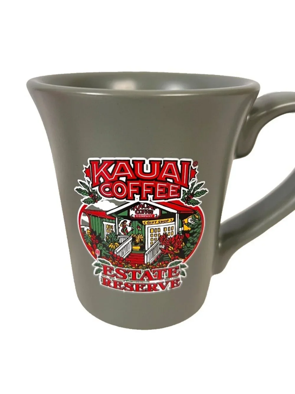 Kauai Coffee Estate Reserve 2 Coffee Mug Lot Heavy Satin Orange Sage Hawaii